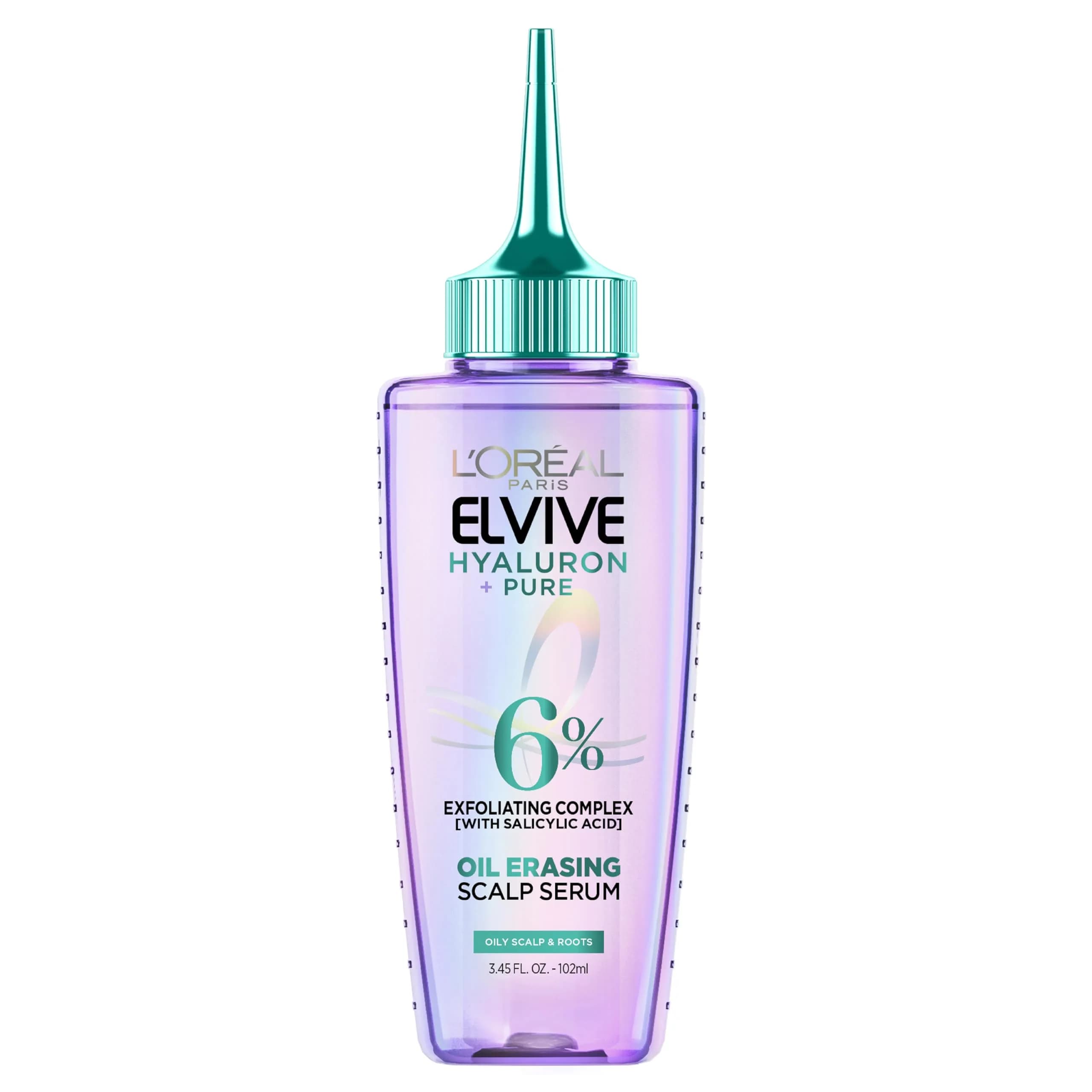 L'Oreal Paris Elvive Hyaluron + Pure Oil Erasing Scalp Serum 3.45 Fl Oz | Hydrates & Purifies for Oily Hair