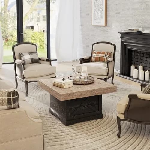 Lareth Rustic Coffee Table 31.5 in Square with X-Design | Space-Saving, Easy Assembly thumbnail 9