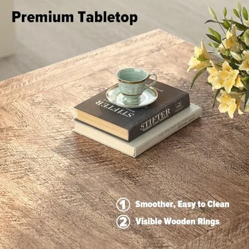 Lareth Rustic Coffee Table 31.5 in Square with X-Design | Space-Saving, Easy Assembly thumbnail 4