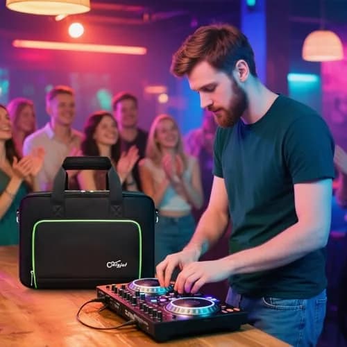 SNIGJAT DJ Controller Case for Hercules Inpulse 200/Numark Party Mix II | Water-Resistant, Multi-Pocket DJ Gig Bag thumbnail 7