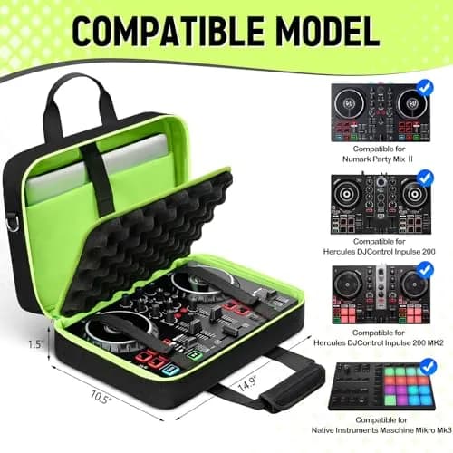 SNIGJAT DJ Controller Case for Hercules Inpulse 200/Numark Party Mix II | Water-Resistant, Multi-Pocket DJ Gig Bag thumbnail 2