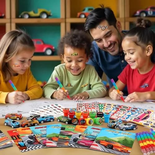 BenLouis Race Car Coloring Set for Kids | 168-Piece Party Favors with Mini Toys & Stickers thumbnail 5