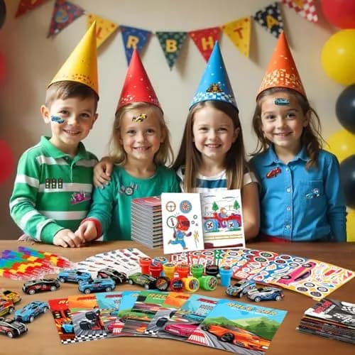 BenLouis Race Car Coloring Set for Kids | 168-Piece Party Favors with Mini Toys & Stickers thumbnail 6