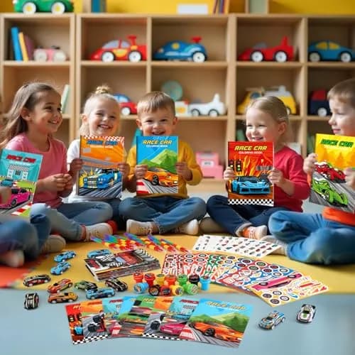 BenLouis Race Car Coloring Set for Kids | 168-Piece Party Favors with Mini Toys & Stickers thumbnail 7