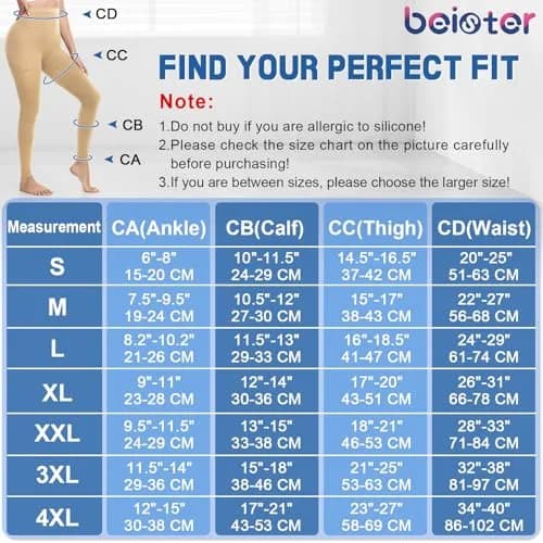 beister Compression Leggings 15-20 mmHg Footless Waist-High Tights | Graduated Support for Leg Health thumbnail 4