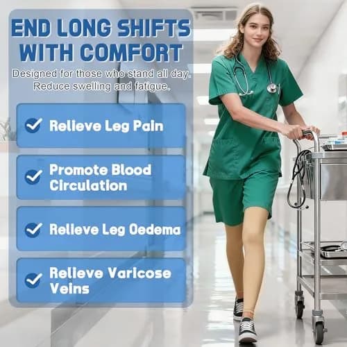 beister Compression Leggings 15-20 mmHg Footless Waist-High Tights | Graduated Support for Leg Health thumbnail 2