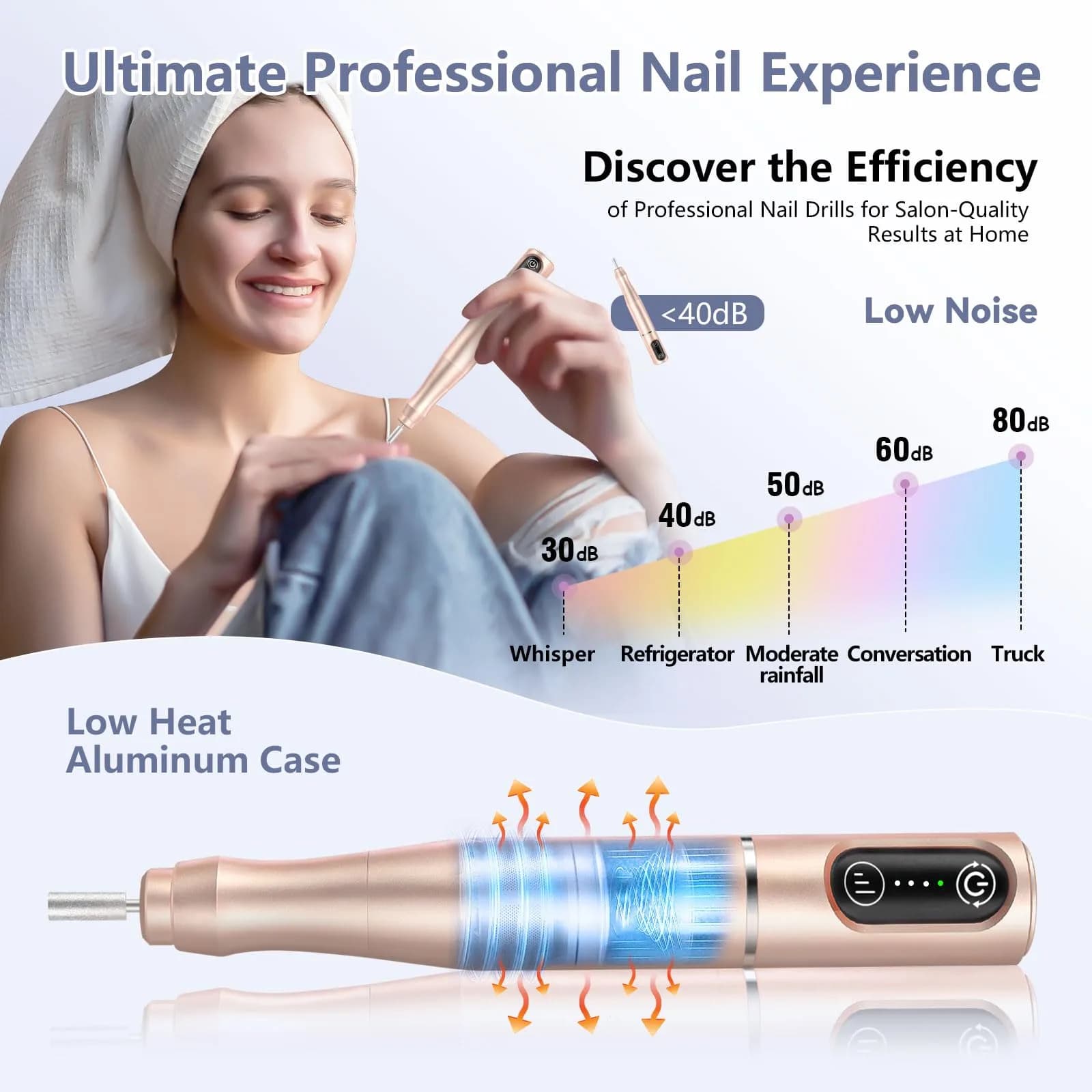 TUOBEO Cordless Nail Drill Electric Nail File Kit, Rechargeable Efile Set with 11 Bits & 56 Sanding Bands | 20,000 RPM Professional Portable - view 6