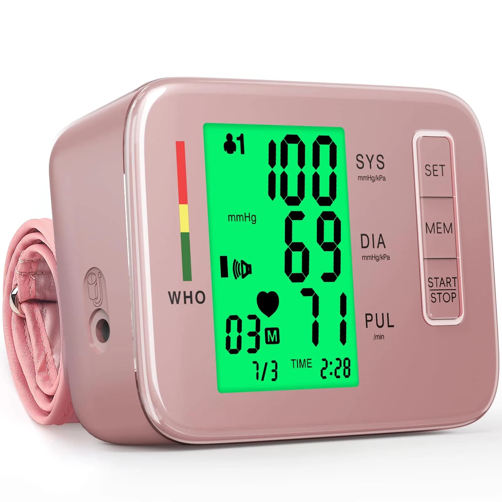 Double love Automatic Arm Blood Pressure Monitor, Pink BP Cuff & Machine | Accurate HR & BP Readings - main product image