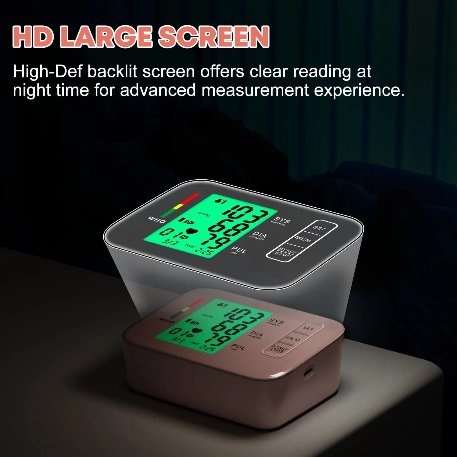 Double love Automatic Arm Blood Pressure Monitor, Pink BP Cuff & Machine | Accurate HR & BP Readings - view 6