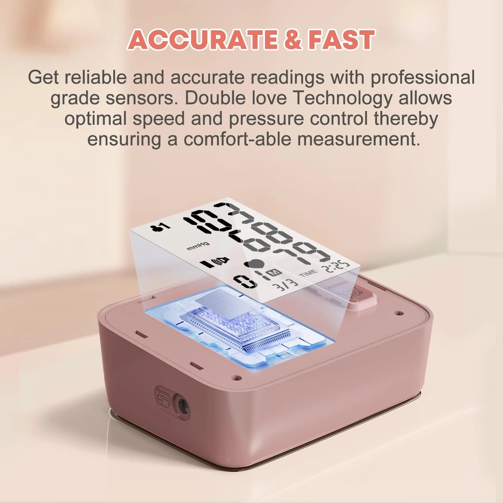 Double love Automatic Arm Blood Pressure Monitor, Pink BP Cuff & Machine | Accurate HR & BP Readings - view 7