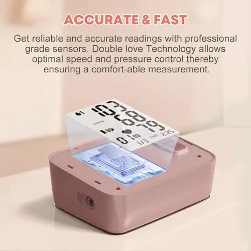 Double love Automatic Arm Blood Pressure Monitor, Pink BP Cuff & Machine | Accurate HR & BP Readings thumbnail 7