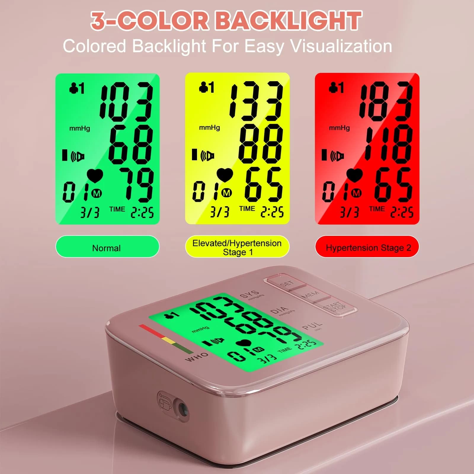 Double love Automatic Arm Blood Pressure Monitor, Pink BP Cuff & Machine | Accurate HR & BP Readings - view 4