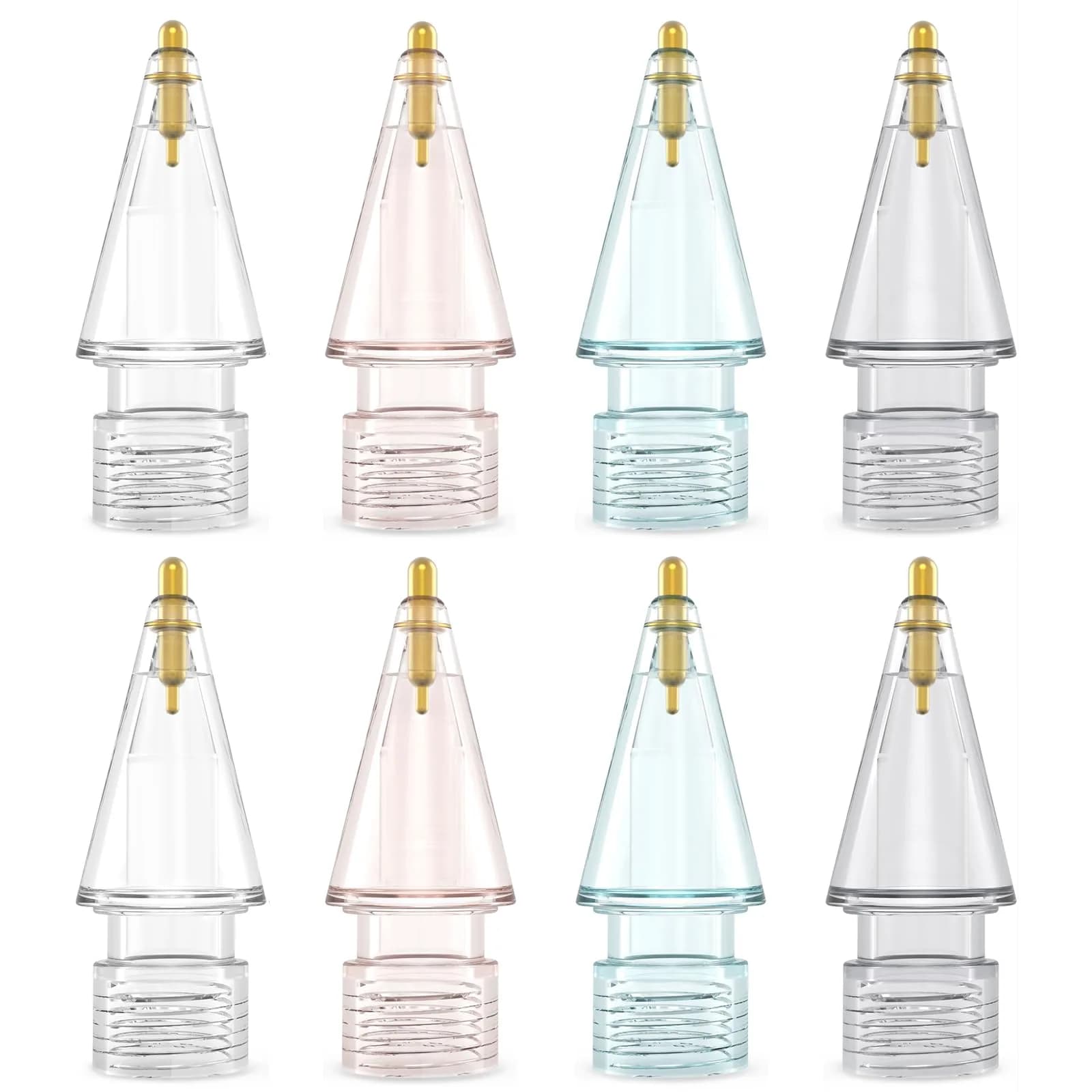 NIUTRENDZ Replacement Tips for Apple Pencil 2nd & 1st Gen, 4-Pack Metal Nibs (Clear, Pink, Blue, Grey) | Precise Control & Smooth Writing - main product image