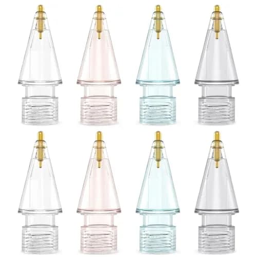 NIUTRENDZ Replacement Tips for Apple Pencil 2nd & 1st Gen, 4-Pack Metal Nibs (Clear, Pink, Blue, Grey) | Precise Control & Smooth Writing thumbnail 1