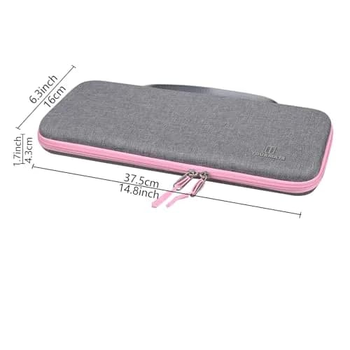 Tourmate Hard Storage Case for Logitech K400 Plus Wireless Keyboard | Gray + Pink, 340g (0.75 lb) thumbnail 3