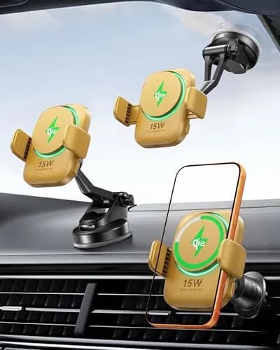 INIU 3-in-1 Magnetic Wireless Car Charger 15W | Qi2 Certified Fast Charging for iPhone 12-17 Series thumbnail 1