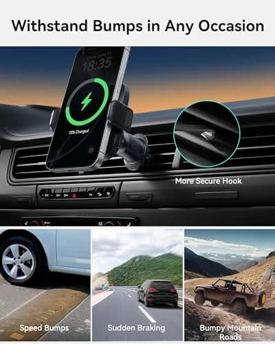 INIU 3-in-1 Magnetic Wireless Car Charger 15W | Qi2 Certified Fast Charging for iPhone 12-17 Series thumbnail 4