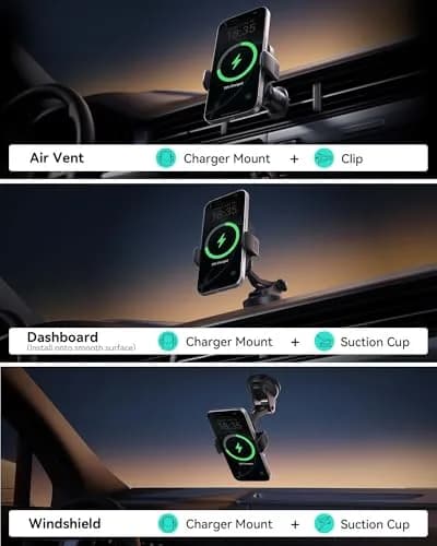 INIU 3-in-1 Magnetic Wireless Car Charger 15W | Qi2 Certified Fast Charging for iPhone 12-17 Series thumbnail 7