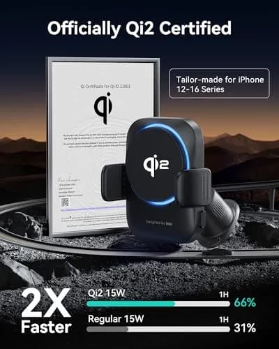 INIU 3-in-1 Magnetic Wireless Car Charger 15W | Qi2 Certified Fast Charging for iPhone 12-17 Series thumbnail 2