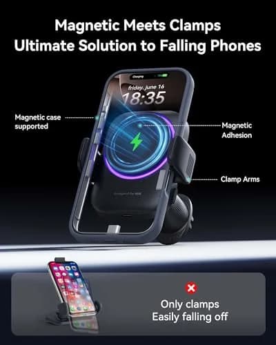 INIU 3-in-1 Magnetic Wireless Car Charger 15W | Qi2 Certified Fast Charging for iPhone 12-17 Series thumbnail 3