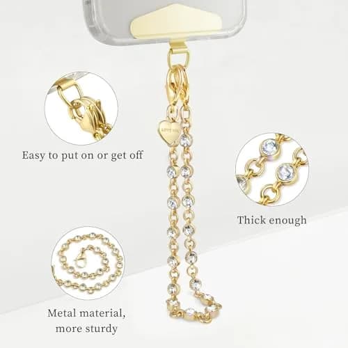 MOUTAKEY Phone Charm Strap Heart Phone Chain Wristlet 0.07kg (2.5oz) | Stylish & Anti-Theft Accessory for All Phones thumbnail 4