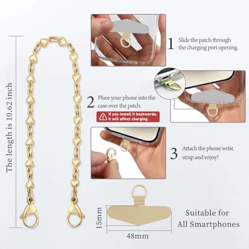 MOUTAKEY Phone Charm Strap Heart Phone Chain Wristlet 0.7oz | Stylish, Anti Theft, Fits All Phones thumbnail 6