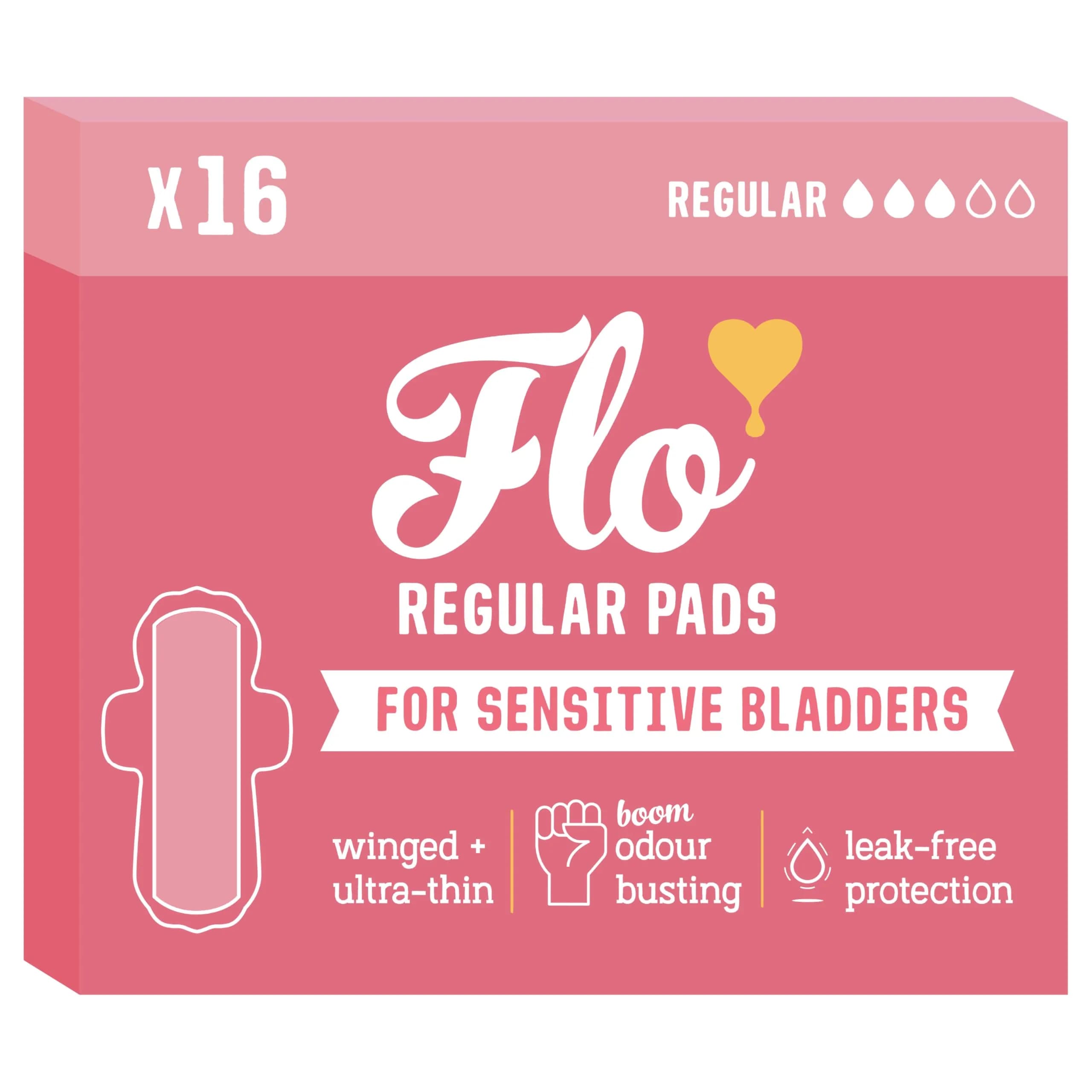 FLO Sensitive Bladder Long Plus Pads 10 Pack | Ultra-Thin Organic Bamboo, Breathable & Leakproof for Women — Regular