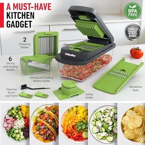 JANSKA Pro-Series 10-in-1 Vegetable Chopper with Container & 8 Blades | 1.12 kg (2.46 lb) Multi-Purpose Kitchen Tool thumbnail 7