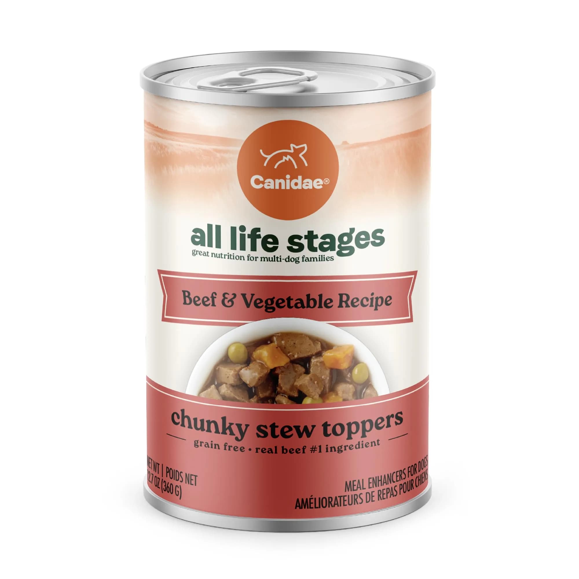 CANIDAE All Life Stages Beef & Vegetable Chunky Stew 12.7 oz Pack of 6 | Hearty Real Meat & Veg for Dogs — Pack of 6
