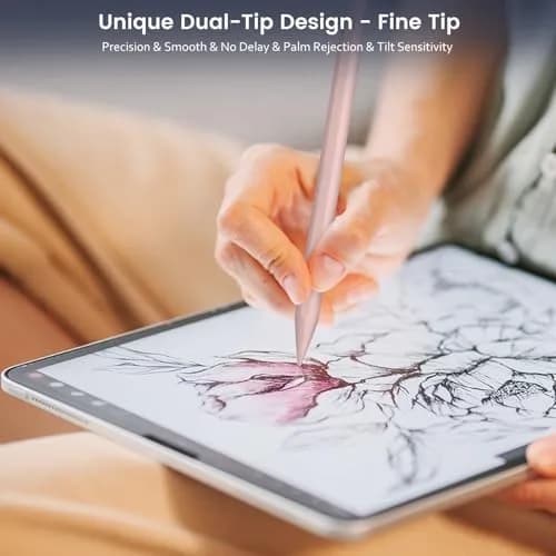 STYLUSHOME Active Stylus Pen for iPad 10th/9th/8th/7th/6th Gen, Pro 11"/12.9"/M4, Air 5/4/M2, Mini 5/6 — 165mm, Pink | 13-Min Fast Charge, 9-Hr Use, Tilt-Sensitive thumbnail 3
