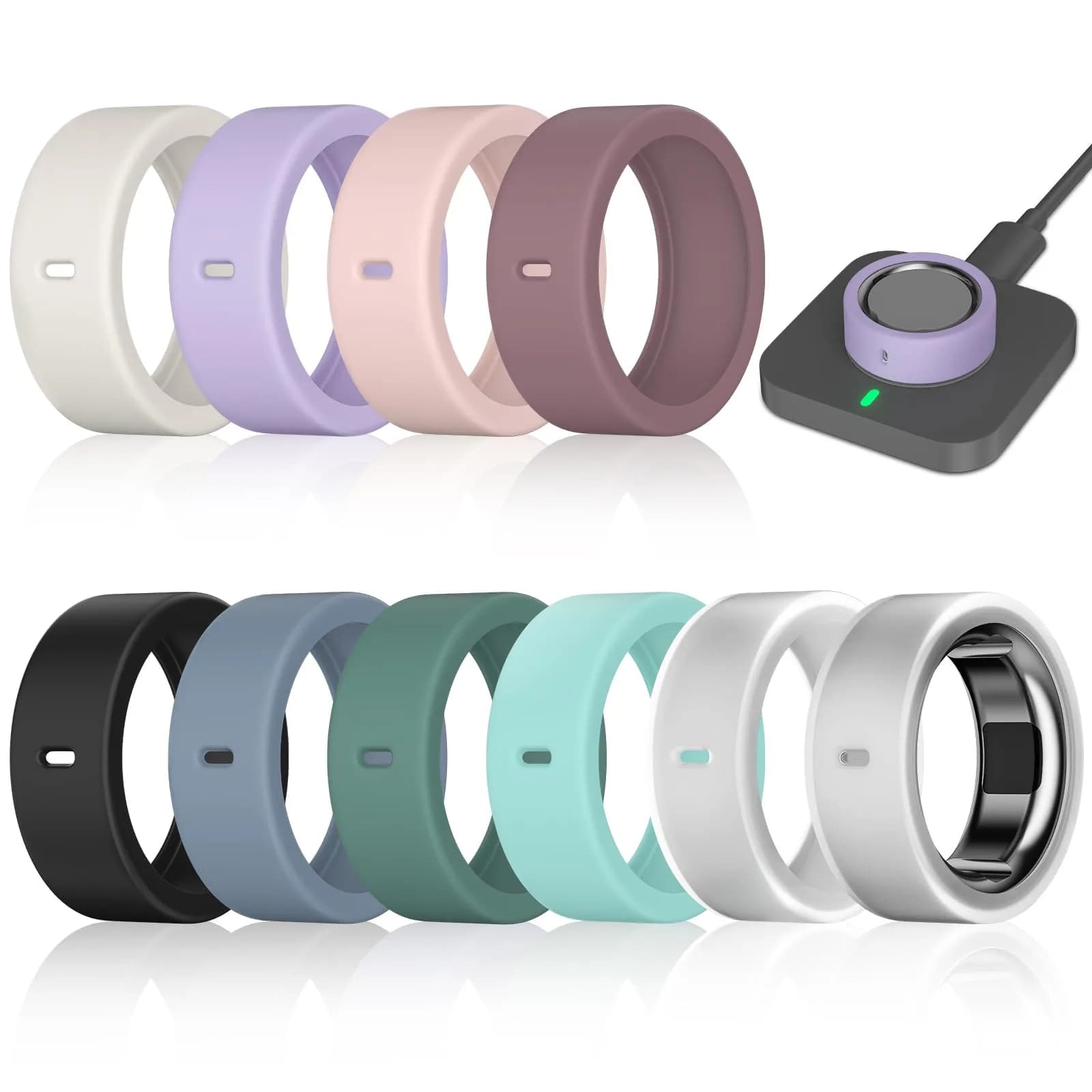 ZOOROO Silicone Ring Cover for Oura Ring Gen 3/4 | Protects from Scratches & Dust (Size L, 10 Pack) - main product image