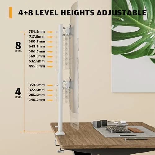 Hemudu Dual Monitor Articulating Desk Mount White | Supports 13-34 Inch Monitors thumbnail 6