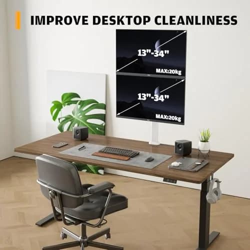 Hemudu Dual Monitor Articulating Desk Mount White | Supports 13-34 Inch Monitors thumbnail 4