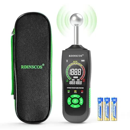 RDINSCOS Pinless Moisture Meter Digital Wall Moisture Detector with Flashlight | Measures Wood, Concrete, Drywall — Green-Ball