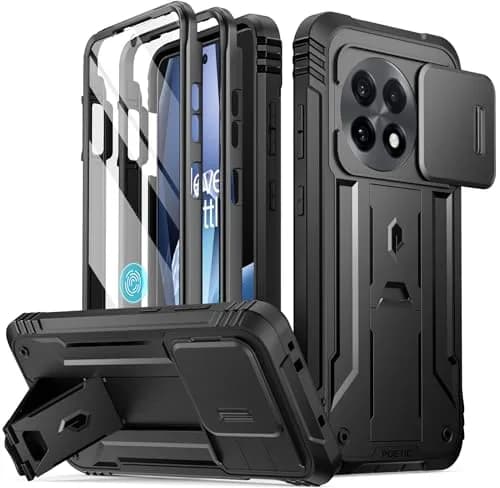 Poetic Revolution Case for OnePlus 13R 5G with Slide Camera Cover & Screen Protector, Black (1 Unit) thumbnail 1