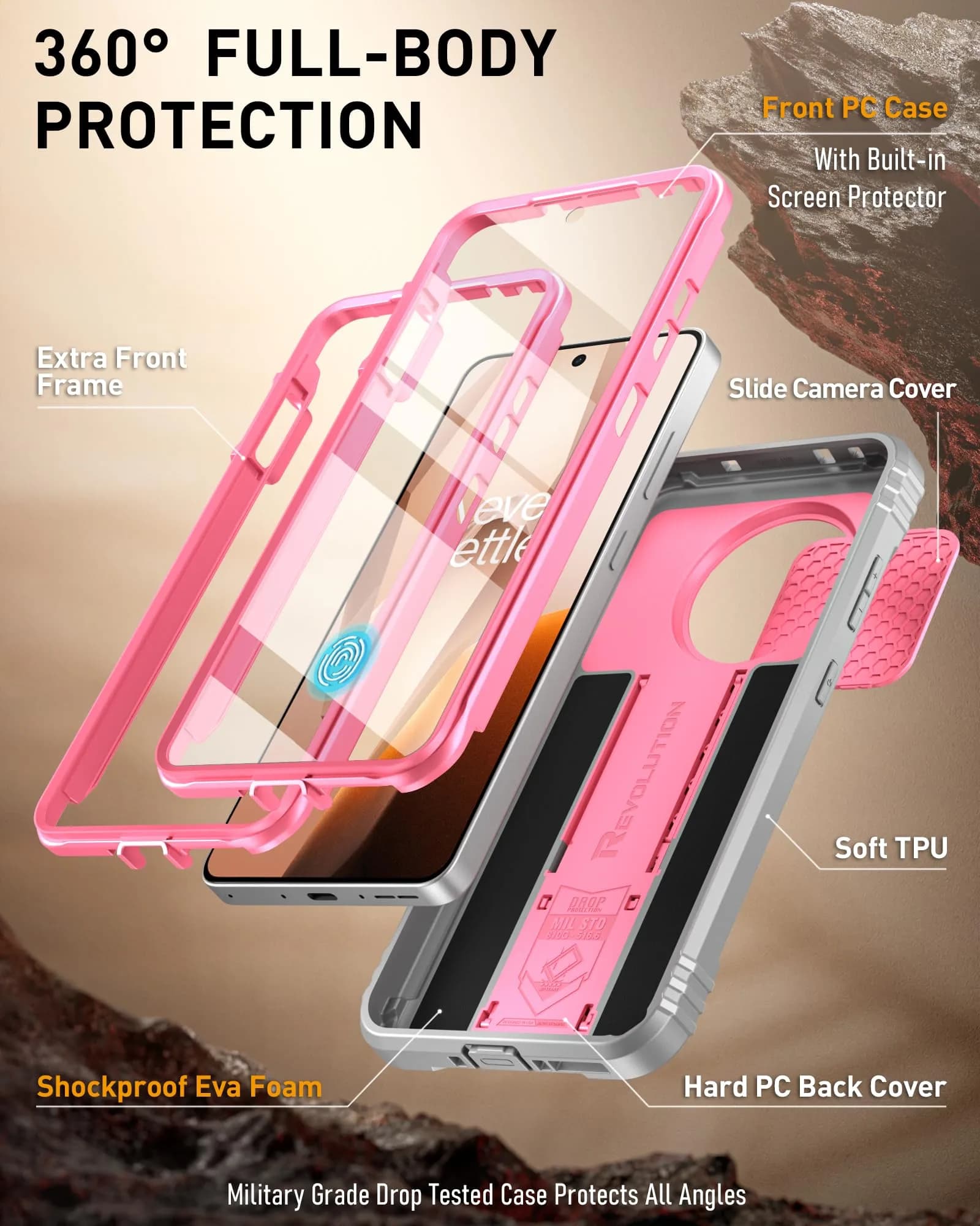 Poetic Revolution Case for OnePlus 13R 5G with Slide Camera Cover & Screen Protector, Light Pink (1 Unit) - view 3