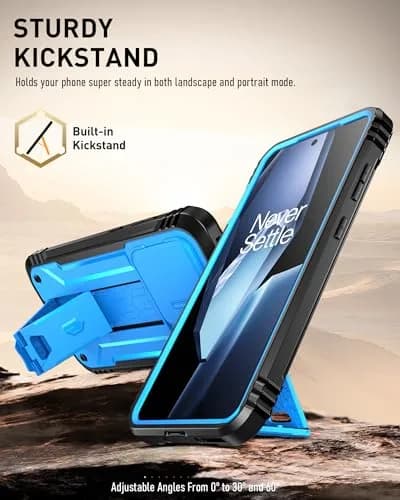 Poetic Revolution Case for OnePlus 13R 5G with Slide Camera Cover, Built-in Screen Protector & Kickstand, Light Blue thumbnail 4