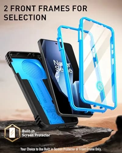 Poetic Revolution Case for OnePlus 13R 5G with Slide Camera Cover, Built-in Screen Protector & Kickstand, Light Blue thumbnail 5
