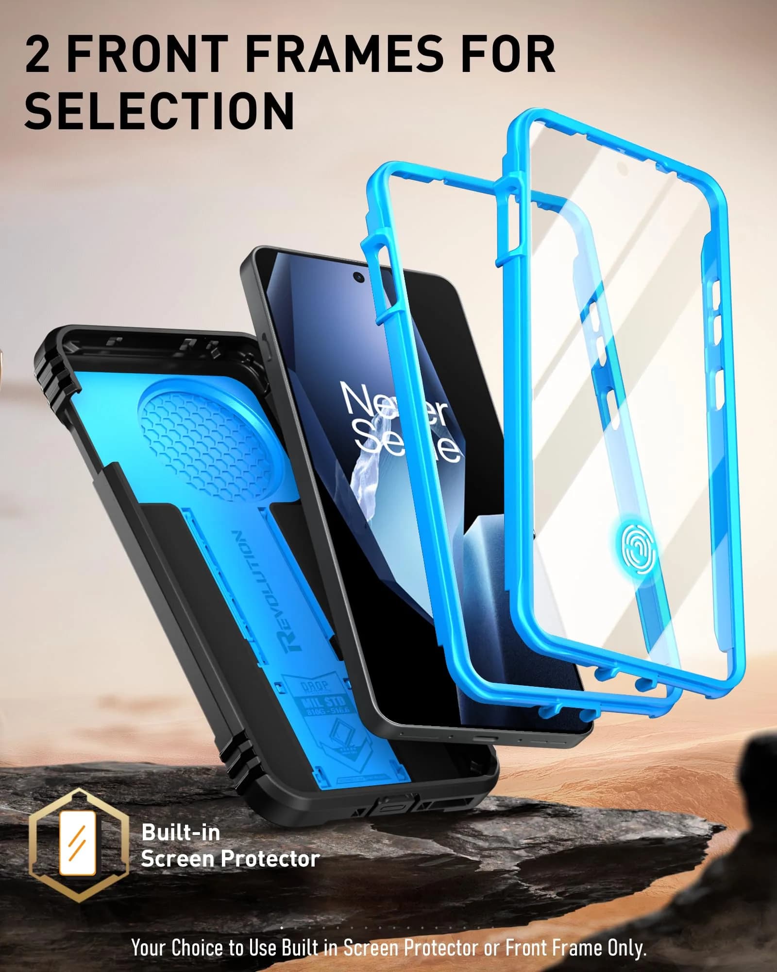 Poetic Revolution Case for OnePlus 13R 5G with Slide Camera Cover, Built-in Screen Protector & Kickstand, Light Blue - view 5