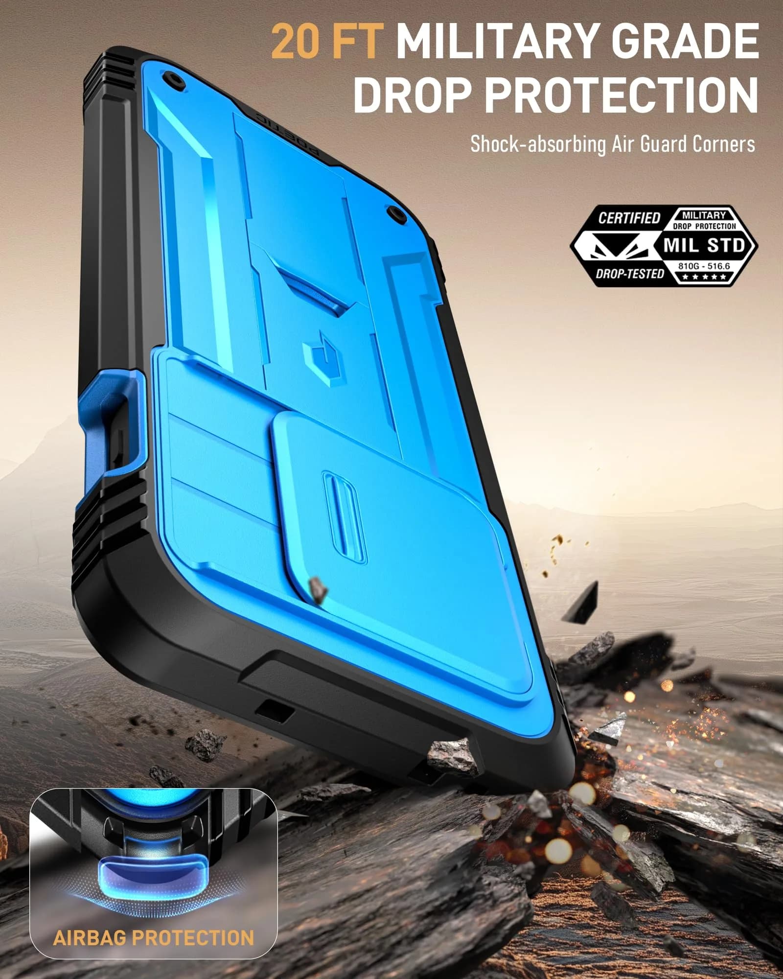 Poetic Revolution Case for OnePlus 13R 5G with Slide Camera Cover, Built-in Screen Protector & Kickstand, Light Blue - view 6