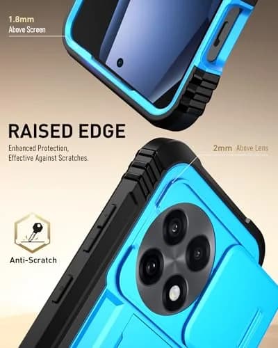 Poetic Revolution Case for OnePlus 13R 5G with Slide Camera Cover, Built-in Screen Protector & Kickstand, Light Blue thumbnail 7