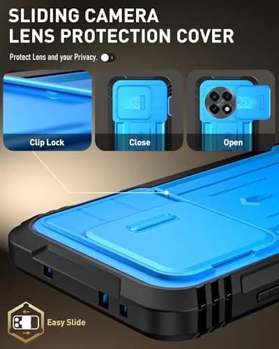 Poetic Revolution Case for OnePlus 13R 5G with Slide Camera Cover, Built-in Screen Protector & Kickstand, Light Blue thumbnail 8