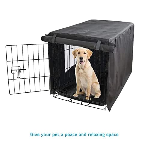 HONEST OUTFITTERS Dog Crate Cover, 55L x 38W x 45H, Black, Heavy-Duty Oxford Fabric, Double Door, Pockets, Mesh Window, Fits 54-Inch Wire Crate thumbnail 6