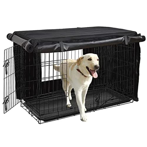 HONEST OUTFITTERS Dog Crate Cover, 55L x 38W x 45H, Black, Heavy-Duty Oxford Fabric, Double Door, Pockets, Mesh Window, Fits 54-Inch Wire Crate thumbnail 7