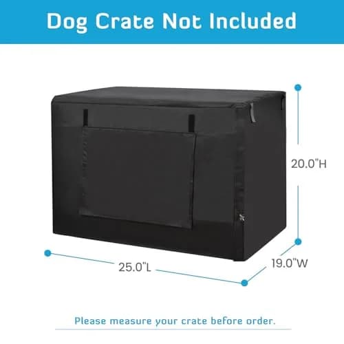 HONEST OUTFITTERS Dog Crate Cover, 55L x 38W x 45H, Black, Heavy-Duty Oxford Fabric, Double Door, Pockets, Mesh Window, Fits 54-Inch Wire Crate thumbnail 2