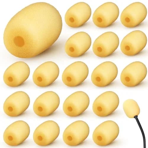 Innconee Mini Mic Foam Windscreen Covers 20 Pcs Skin Color | Noise Reduction for Headset Microphones thumbnail 1