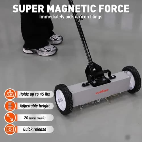 HORUSDY 18-Inch Rolling Magnetic Sweeper with Wheels, 45LBS Pickup Power | Workshop, Garage, Yard Cleanup thumbnail 4