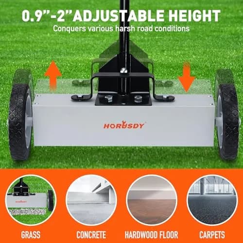 HORUSDY 18-Inch Rolling Magnetic Sweeper with Wheels, 45LBS Pickup Power | Workshop, Garage, Yard Cleanup thumbnail 5