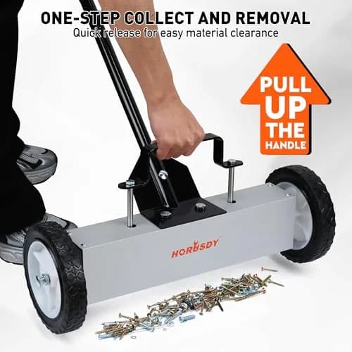 HORUSDY 18-Inch Rolling Magnetic Sweeper with Wheels, 45LBS Pickup Power | Workshop, Garage, Yard Cleanup thumbnail 8