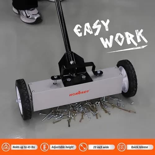 HORUSDY 18-Inch Rolling Magnetic Sweeper with Wheels, 45LBS Pickup Power | Workshop, Garage, Yard Cleanup thumbnail 9